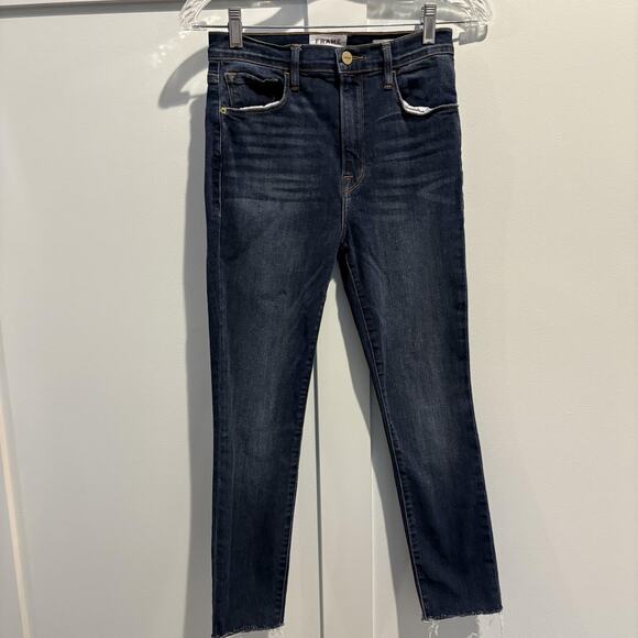 Frame Jeans Womens 25x24 Ali High Rise Cigarette Prescott Raw Hem Stretch Denim - Picture 3 of 16